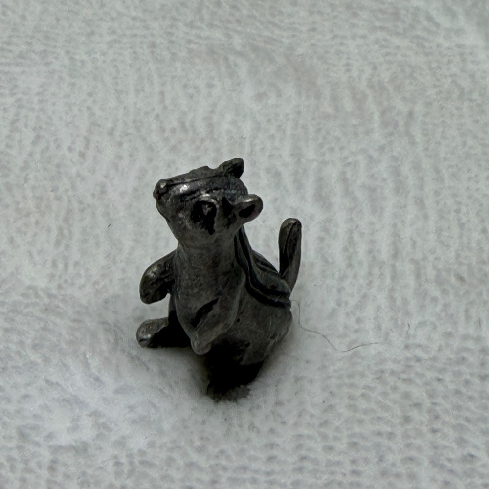 Vintage Pewter Chipmunk Miniature Figurine Standing Signed "K.C."